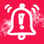 Bell icon with exclamation point in the middle and red background